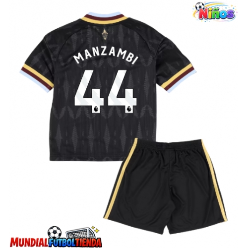 Camiseta Aston Villa Johan Manzambi #44 Segunda Equipación Replica 2026-27 para niños mangas cortas (+ Pantalones cortos)